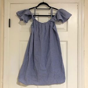 Blue and White Striped Mini Dress